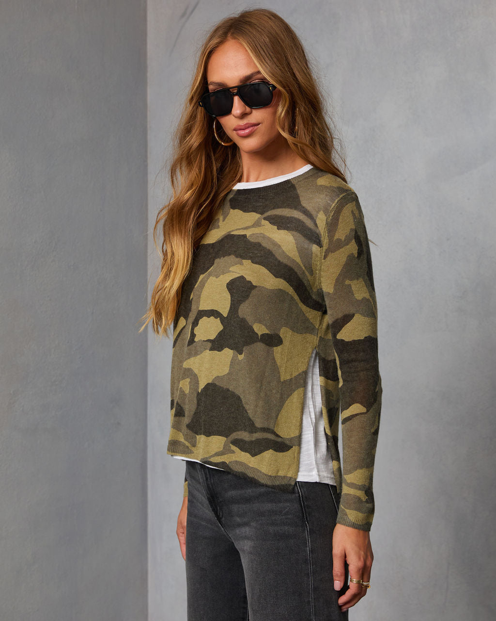 Keleena Camo Print Twofer Top - Image 3