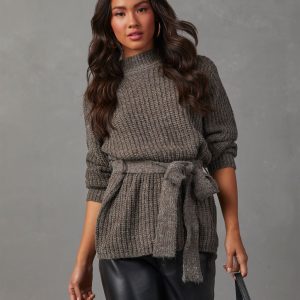 Wixson Belted Mock Neck Sweater